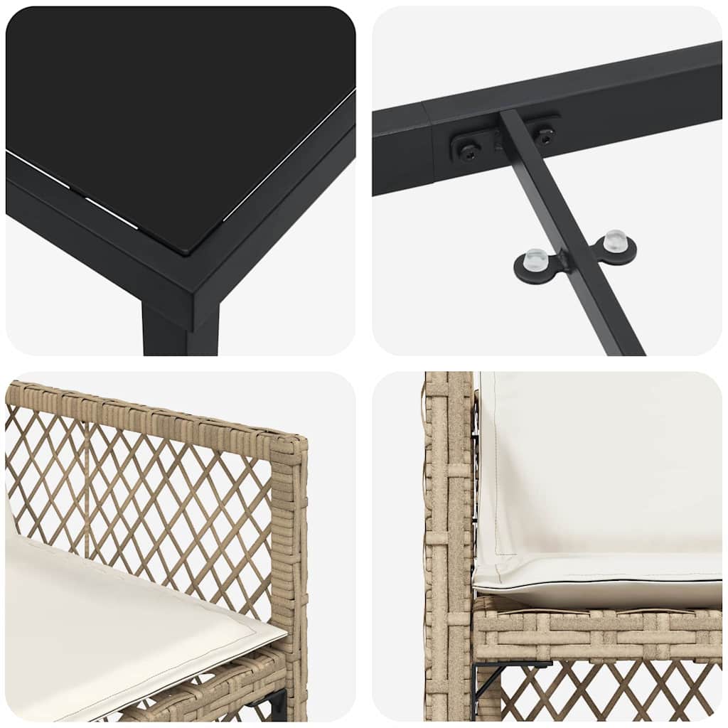 Tuin eettafelset 9 pcs Beige poly rattan is nu te koop bij PeponiXL, paradijselijk wonen!