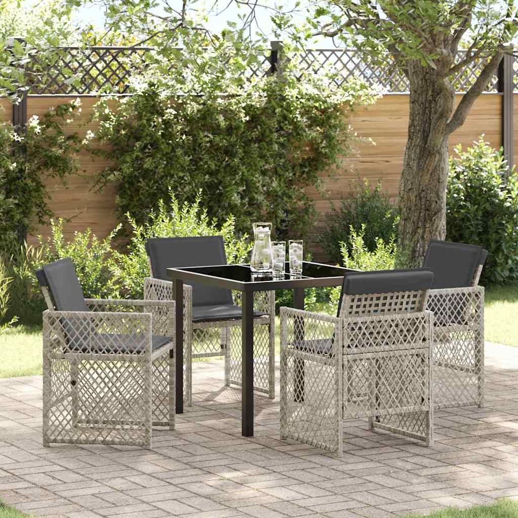 Tuin eettafelset 5 pcs Lichtgrijs poly rattan is nu te koop bij PeponiXL, paradijselijk wonen!