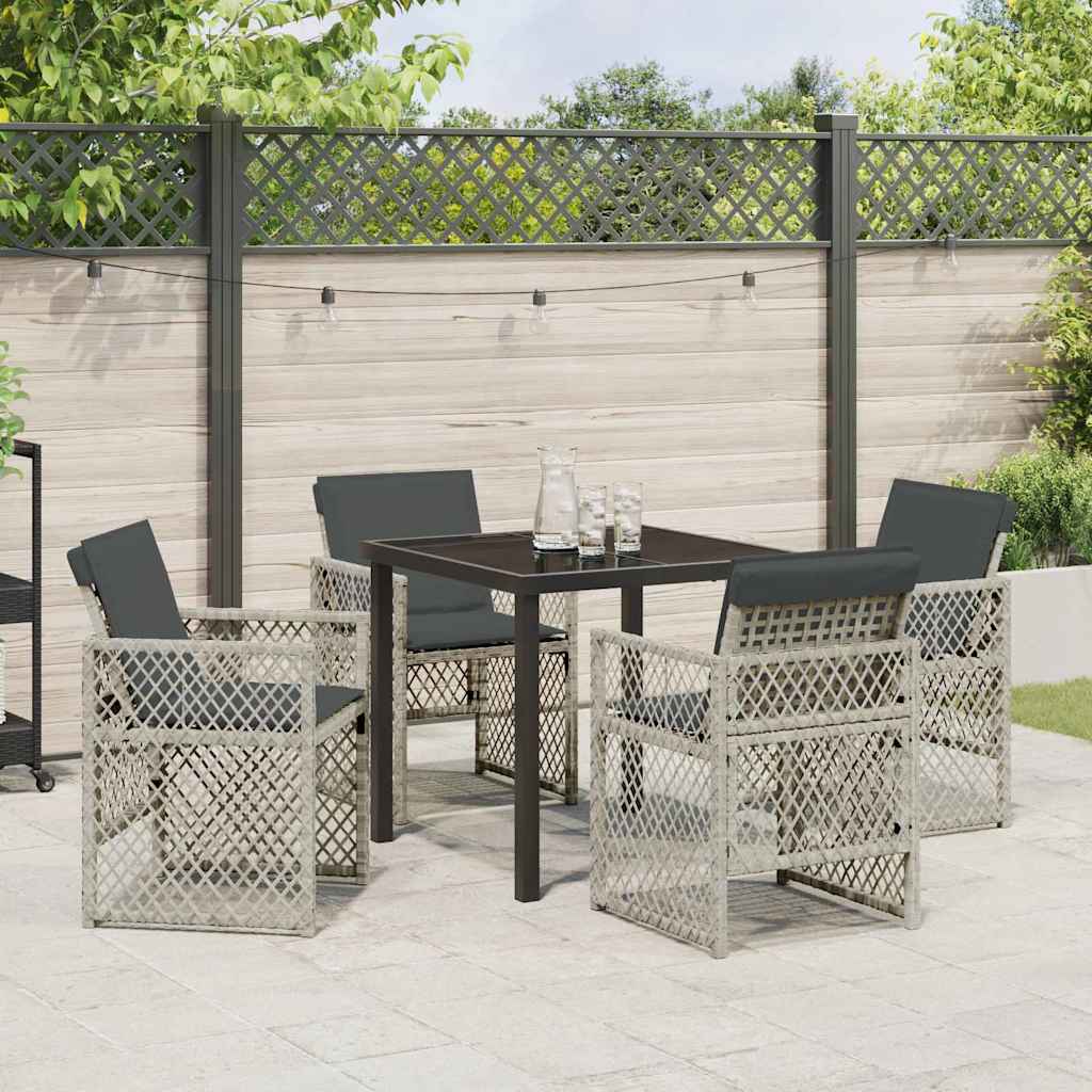 Tuin eettafelset 5 pcs Lichtgrijs poly rattan is nu te koop bij PeponiXL, paradijselijk wonen!
