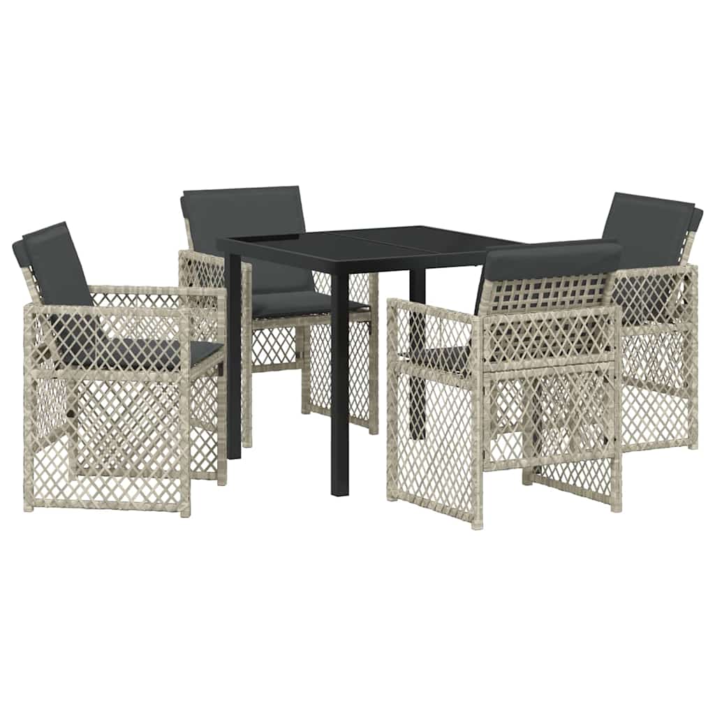 Tuin eettafelset 5 pcs Lichtgrijs poly rattan is nu te koop bij PeponiXL, paradijselijk wonen!