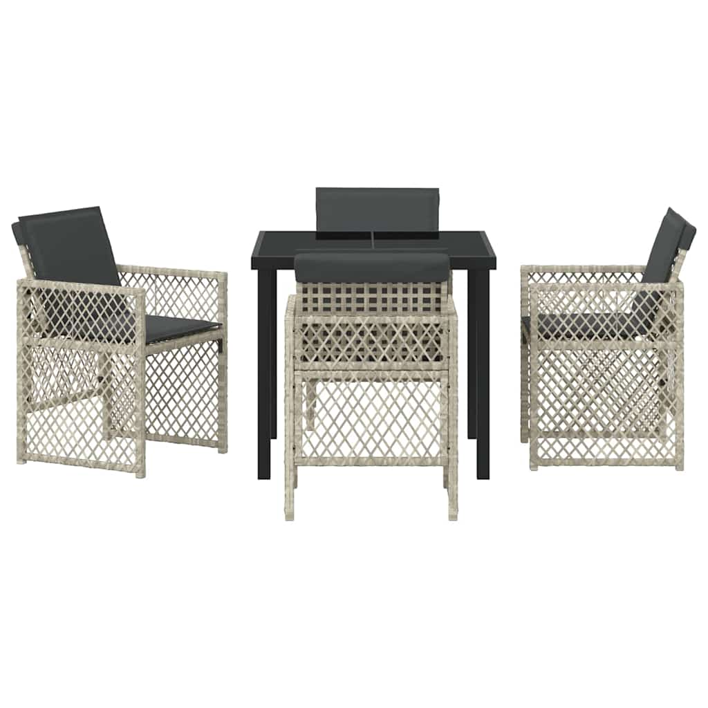 Tuin eettafelset 5 pcs Lichtgrijs poly rattan is nu te koop bij PeponiXL, paradijselijk wonen!
