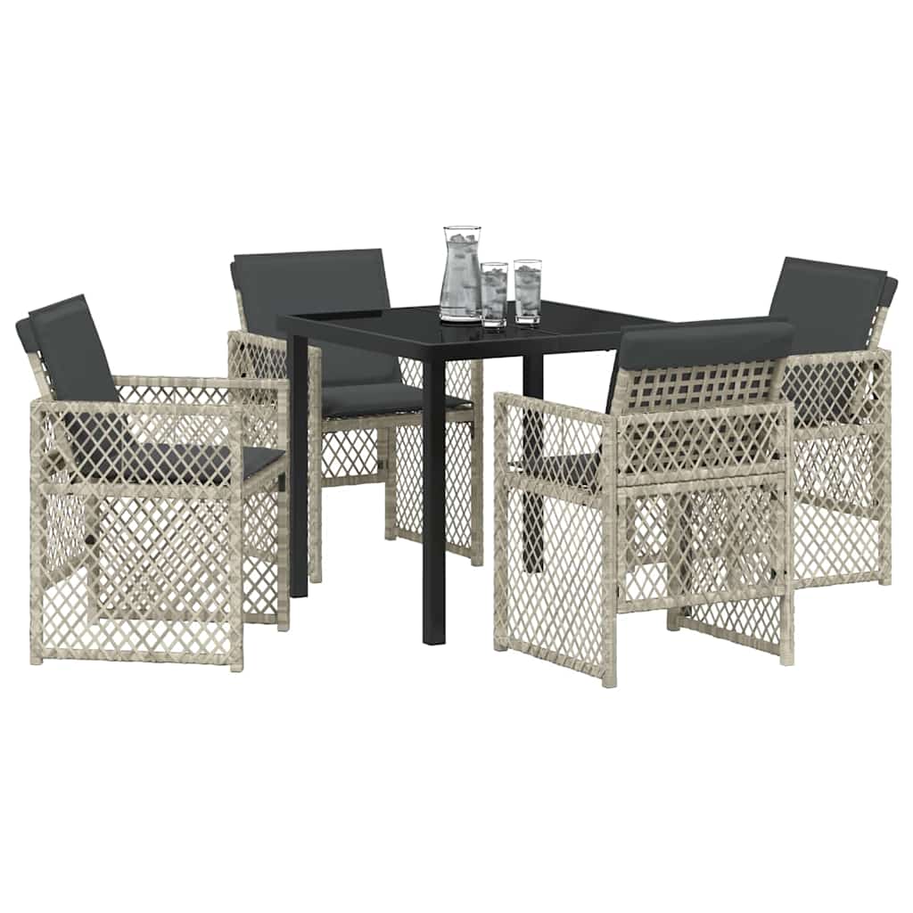 Tuin eettafelset 5 pcs Lichtgrijs poly rattan is nu te koop bij PeponiXL, paradijselijk wonen!