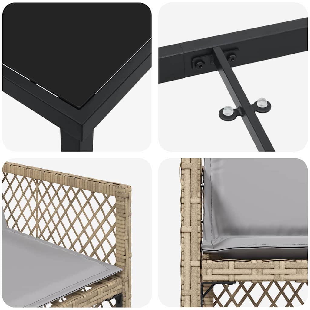 Tuin eettafelset 5 pcs Beige poly rattan is nu te koop bij PeponiXL, paradijselijk wonen!