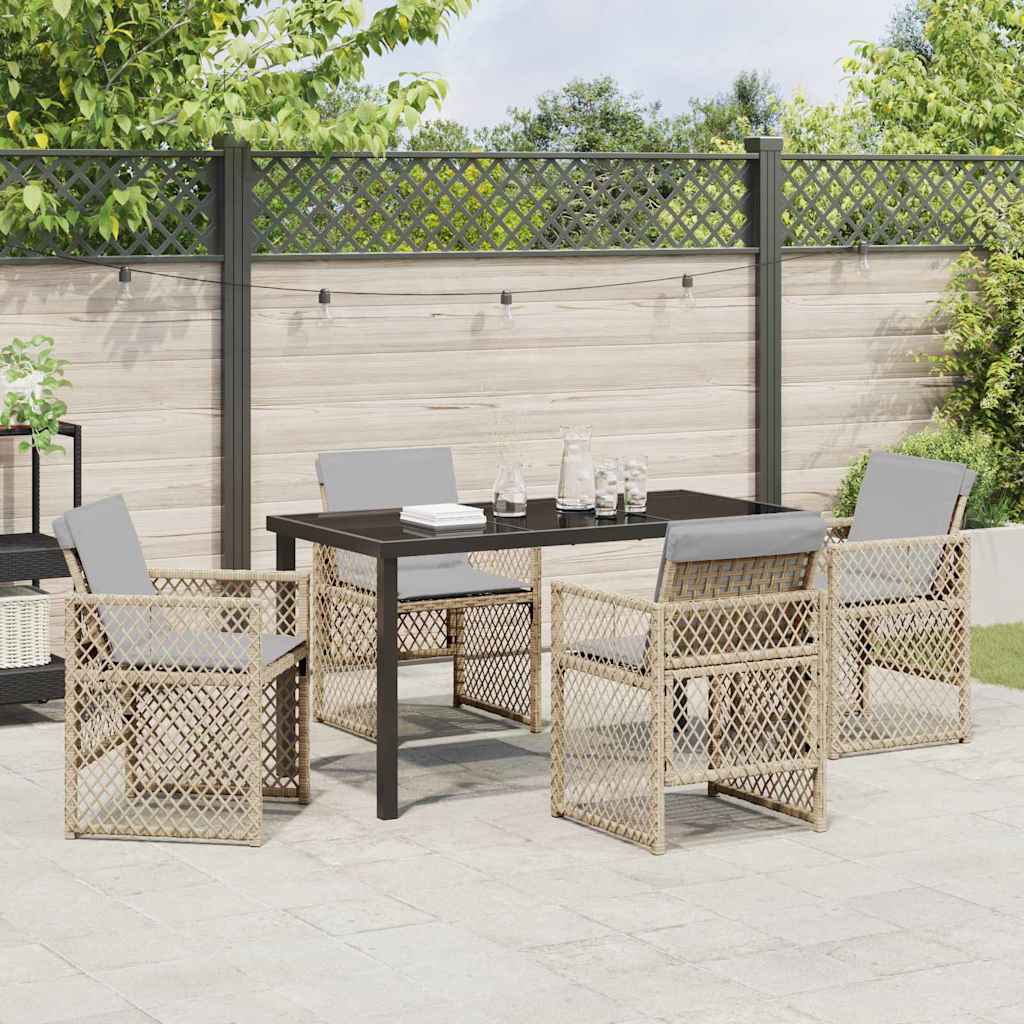 Tuin eettafelset 5 pcs Beige poly rattan is nu te koop bij PeponiXL, paradijselijk wonen!