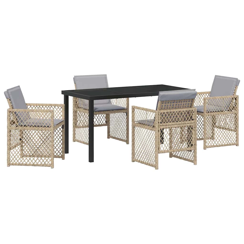 Tuin eettafelset 5 pcs Beige poly rattan is nu te koop bij PeponiXL, paradijselijk wonen!
