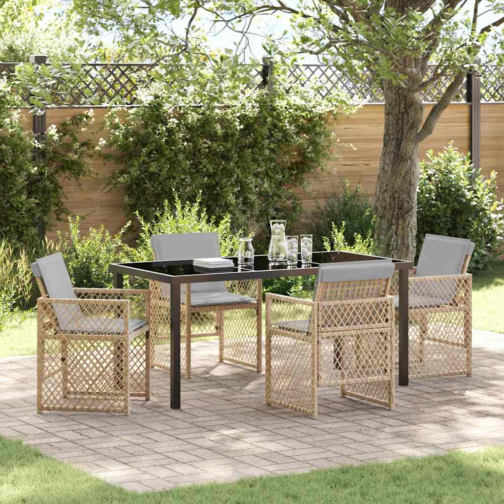 Tuin eettafelset 5 pcs Beige poly rattan is nu te koop bij PeponiXL, paradijselijk wonen!