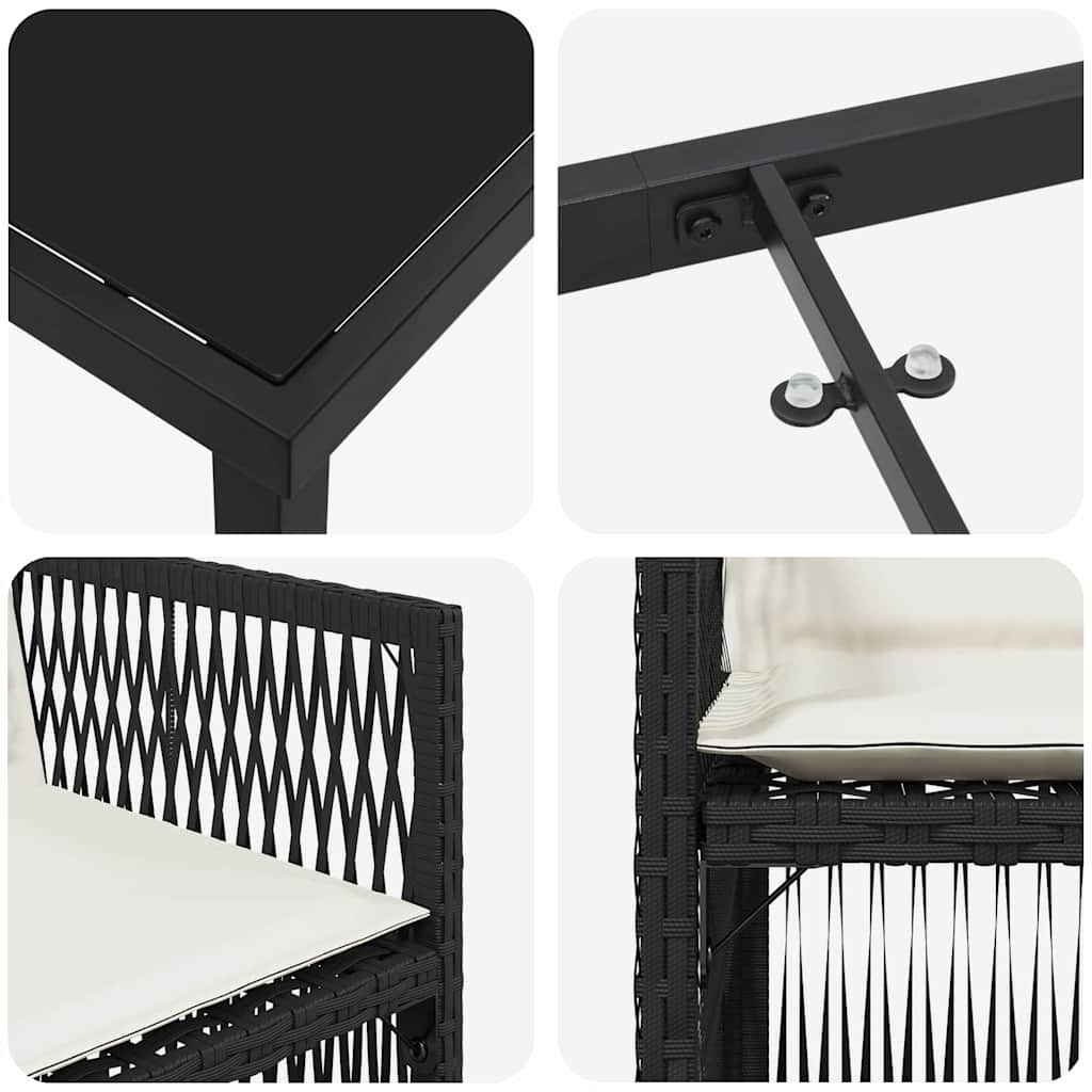 Tuin eettafelset 5 pcs Zwart Gepoedercoat staal is nu te koop bij PeponiXL, paradijselijk wonen!