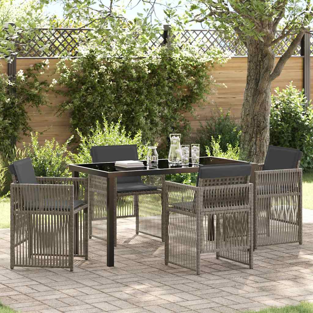 Tuin eettafelset 5 pcs Grijs Gepoedercoat staal is nu te koop bij PeponiXL, paradijselijk wonen!