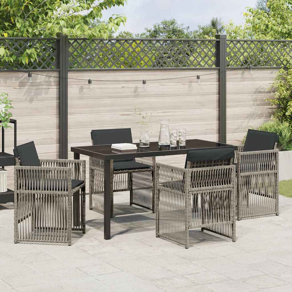 Tuin eettafelset 5 pcs Grijs Gepoedercoat staal is nu te koop bij PeponiXL, paradijselijk wonen!