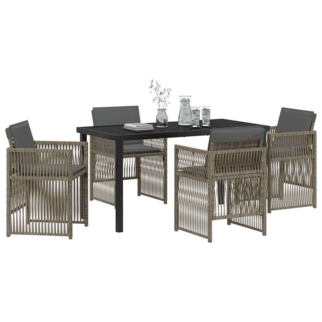 Tuin eettafelset 5 pcs Grijs Gepoedercoat staal is nu te koop bij PeponiXL, paradijselijk wonen!