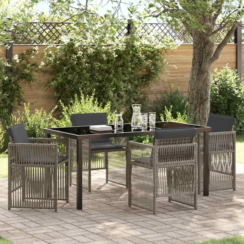 Tuin eettafelset 5 pcs Grijs Gepoedercoat staal is nu te koop bij PeponiXL, paradijselijk wonen!