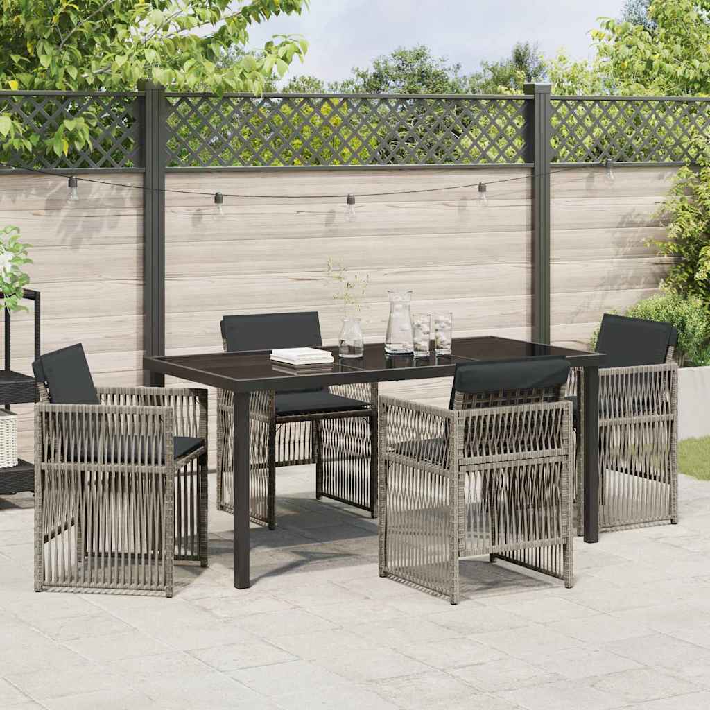 Tuin eettafelset 5 pcs Grijs Gepoedercoat staal is nu te koop bij PeponiXL, paradijselijk wonen!