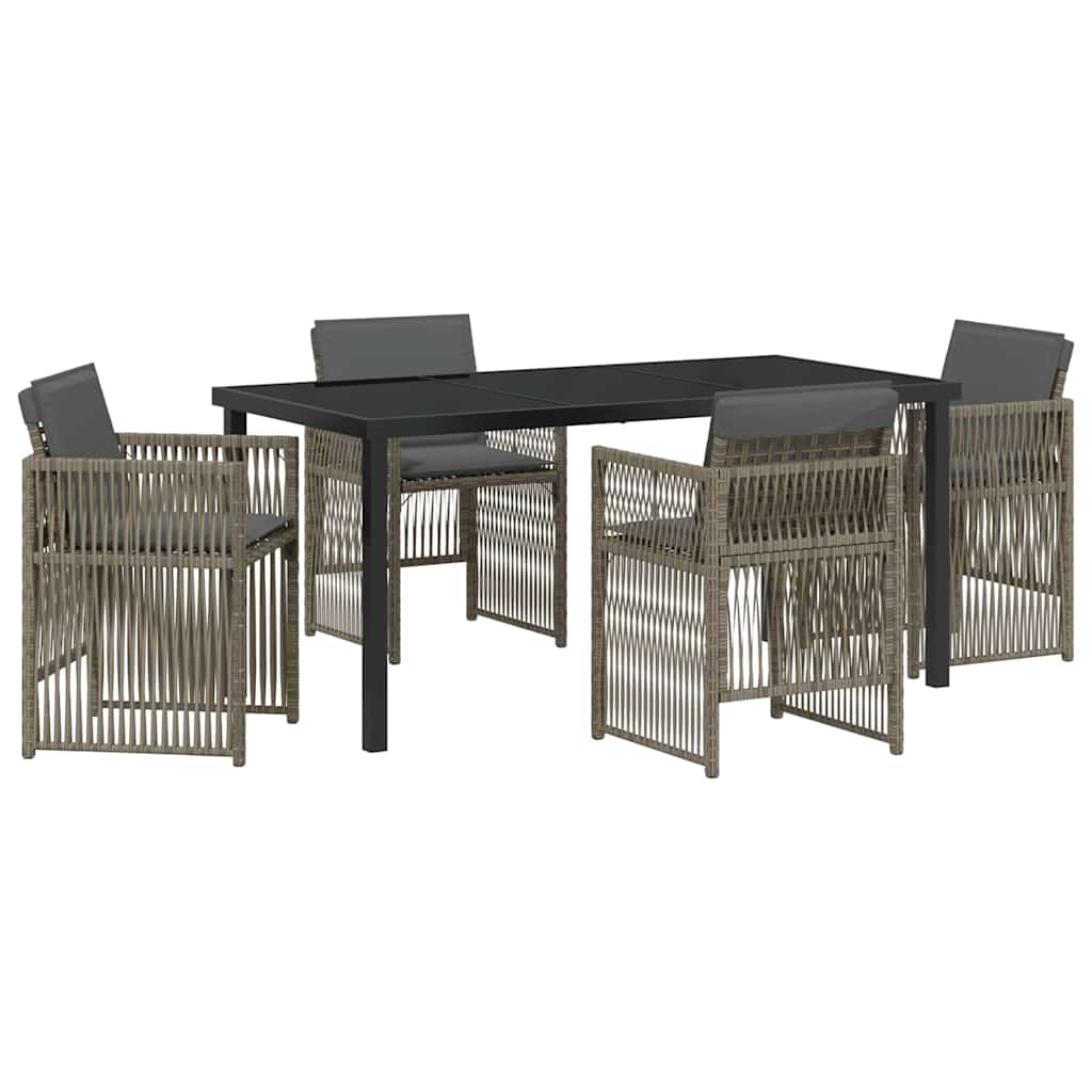 Tuin eettafelset 5 pcs Grijs Gepoedercoat staal is nu te koop bij PeponiXL, paradijselijk wonen!