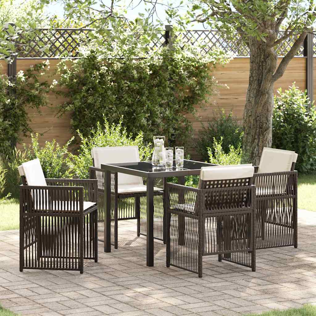 Tuin eettafelset 5 pcs Bruin Gepoedercoat staal is nu te koop bij PeponiXL, paradijselijk wonen!