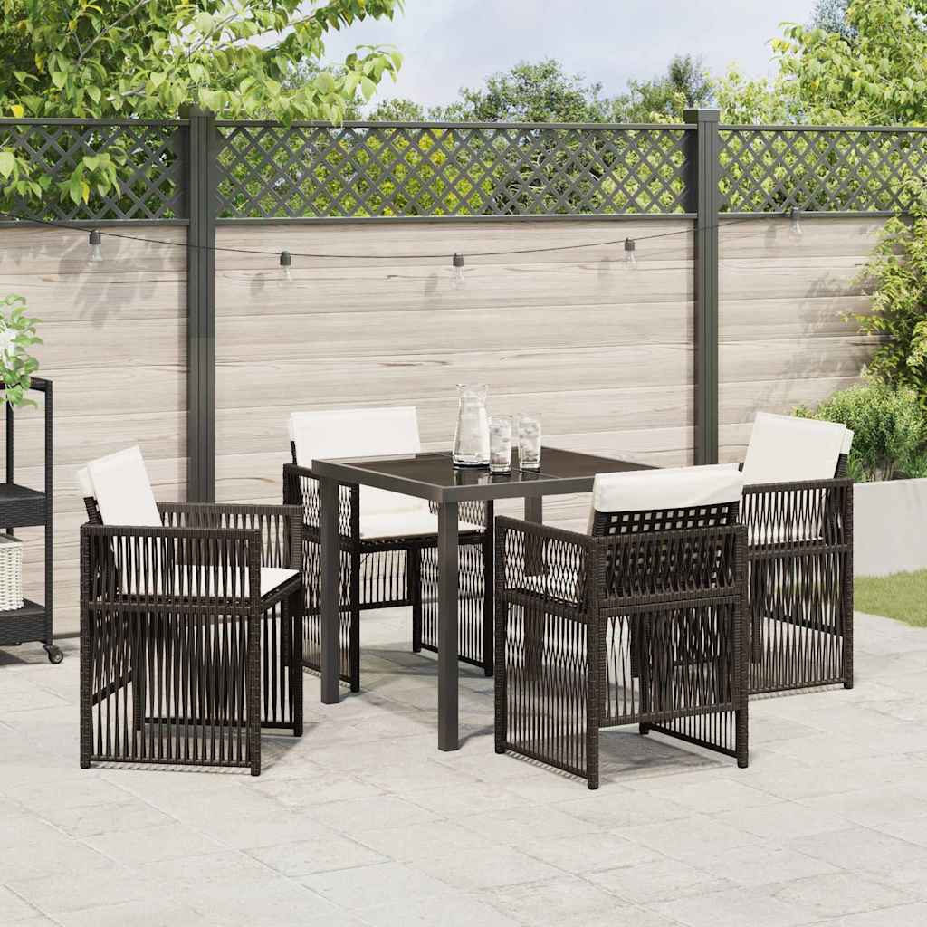 Tuin eettafelset 5 pcs Bruin Gepoedercoat staal is nu te koop bij PeponiXL, paradijselijk wonen!