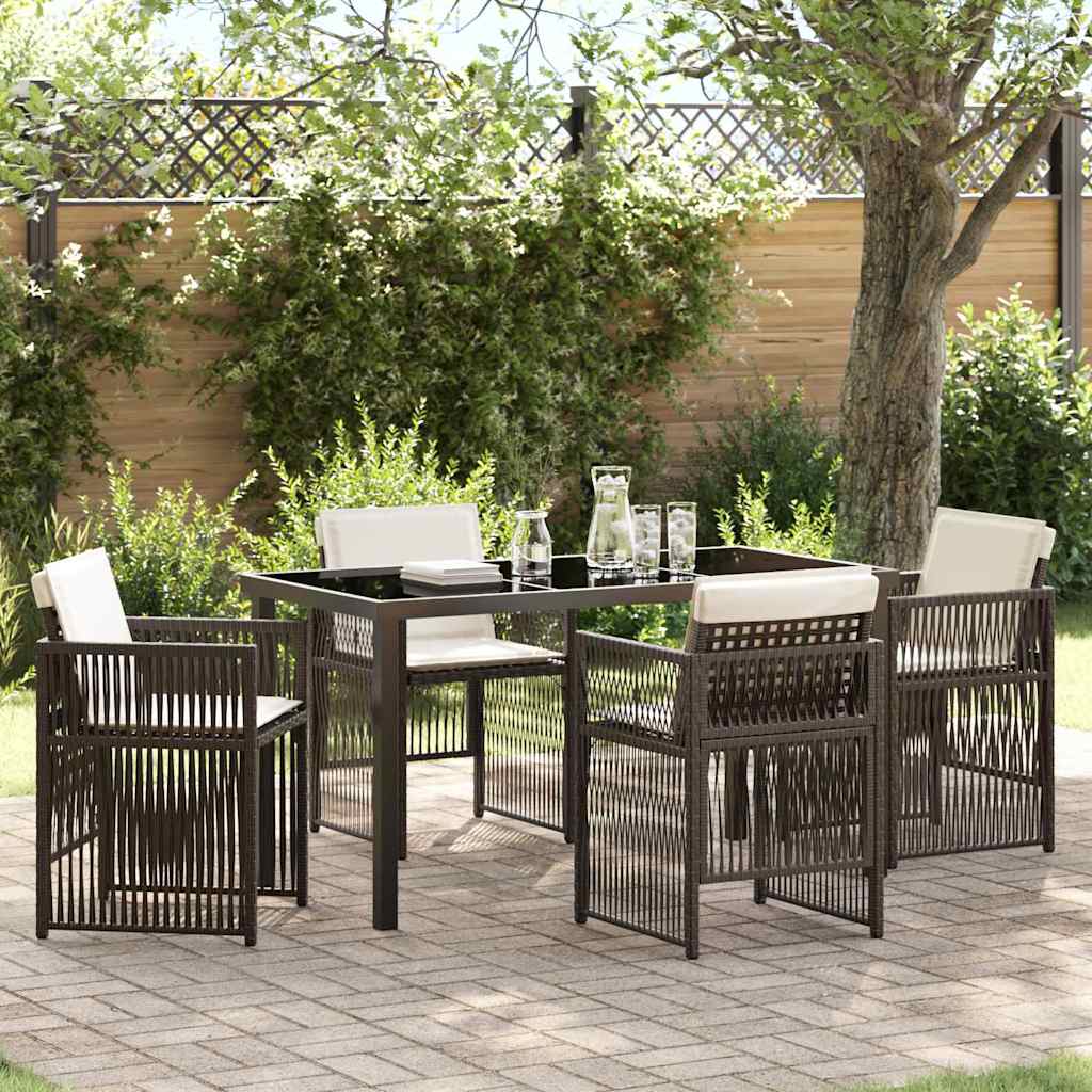 Tuin eettafelset 5 pcs Bruin Gepoedercoat staal is nu te koop bij PeponiXL, paradijselijk wonen!