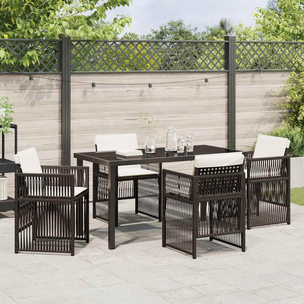 Tuin eettafelset 5 pcs Bruin Gepoedercoat staal is nu te koop bij PeponiXL, paradijselijk wonen!