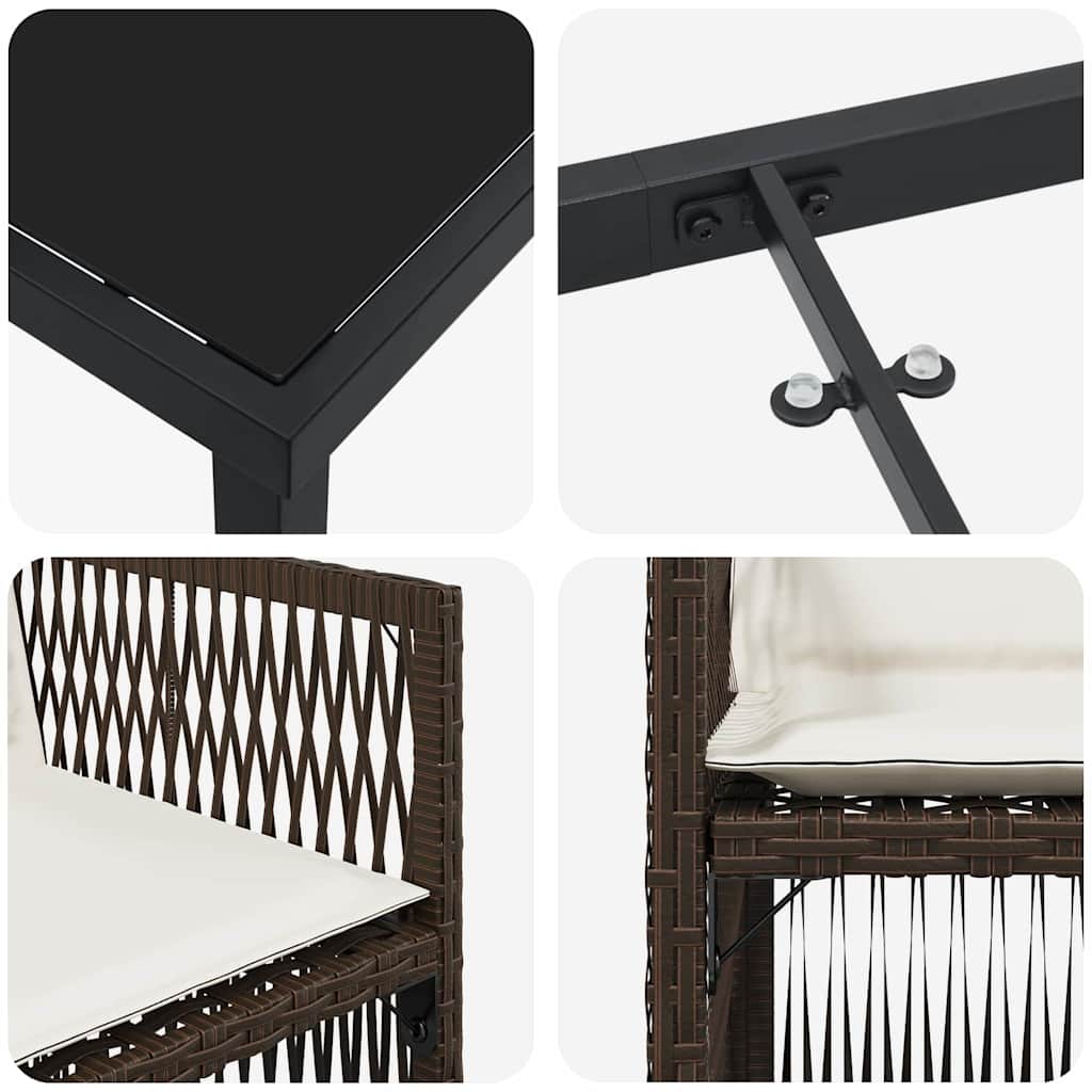 Tuin eettafelset 5 pcs Bruin Gepoedercoat staal is nu te koop bij PeponiXL, paradijselijk wonen!