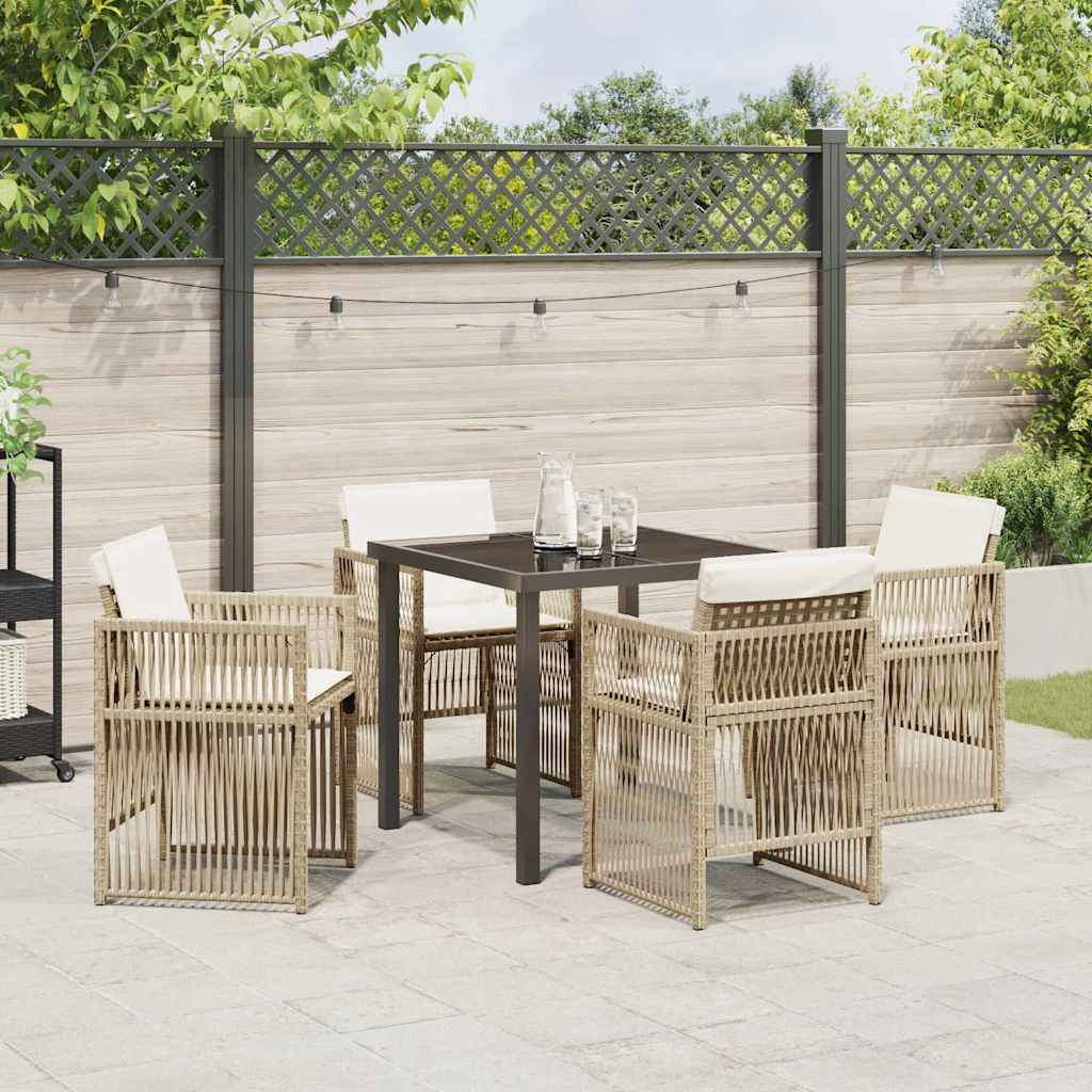 Tuin eettafelset 5 pcs Beige Gepoedercoat staal is nu te koop bij PeponiXL, paradijselijk wonen!