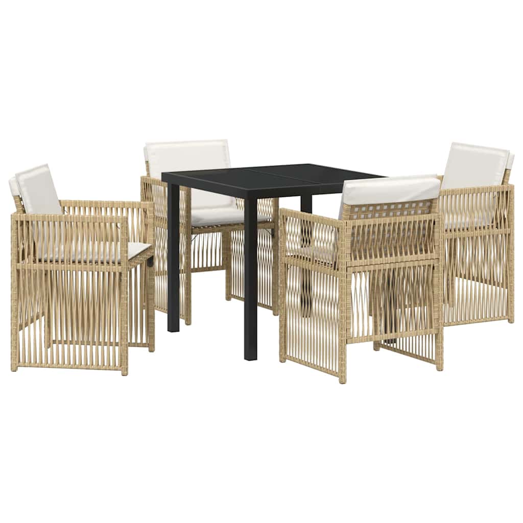 Tuin eettafelset 5 pcs Beige Gepoedercoat staal is nu te koop bij PeponiXL, paradijselijk wonen!