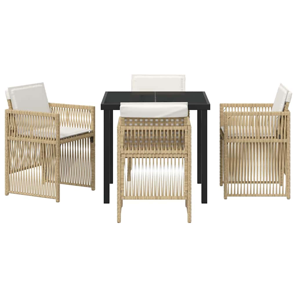 Tuin eettafelset 5 pcs Beige Gepoedercoat staal is nu te koop bij PeponiXL, paradijselijk wonen!