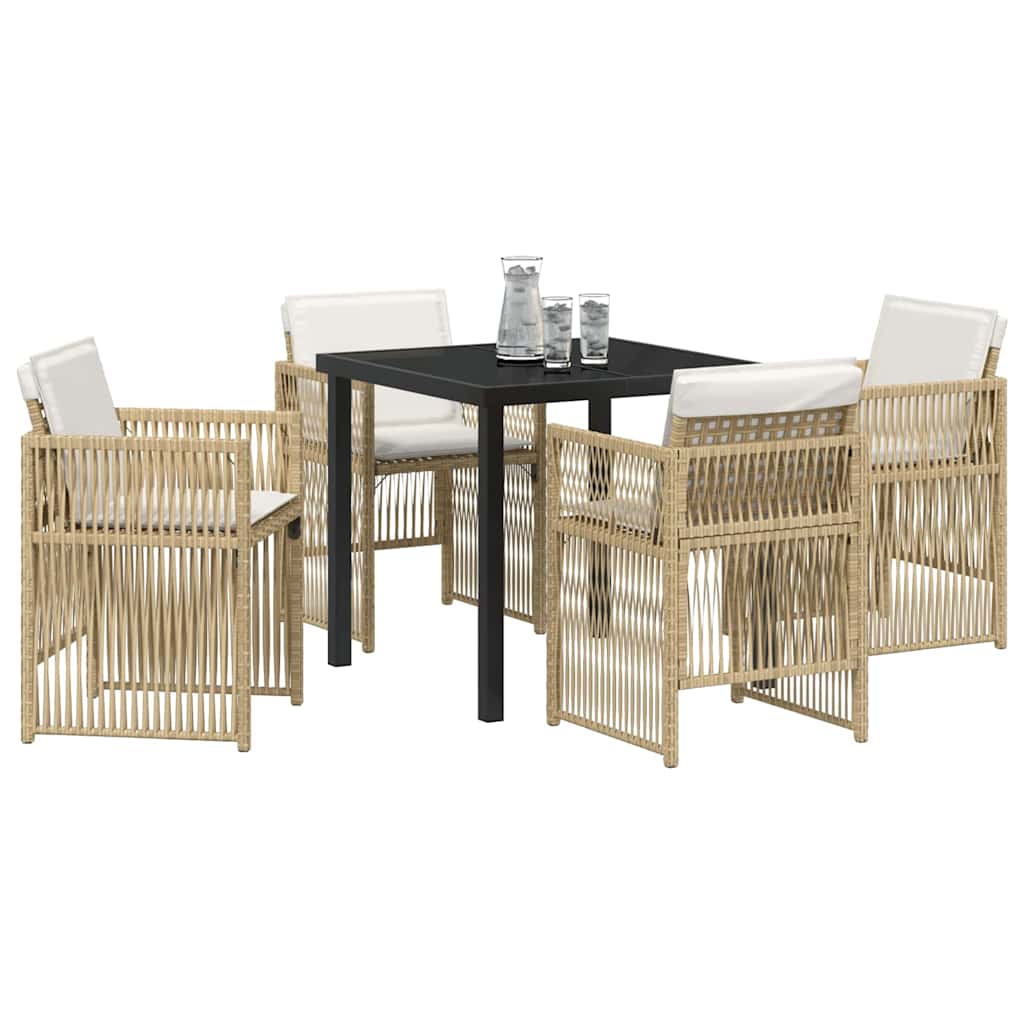 Tuin eettafelset 5 pcs Beige Gepoedercoat staal is nu te koop bij PeponiXL, paradijselijk wonen!