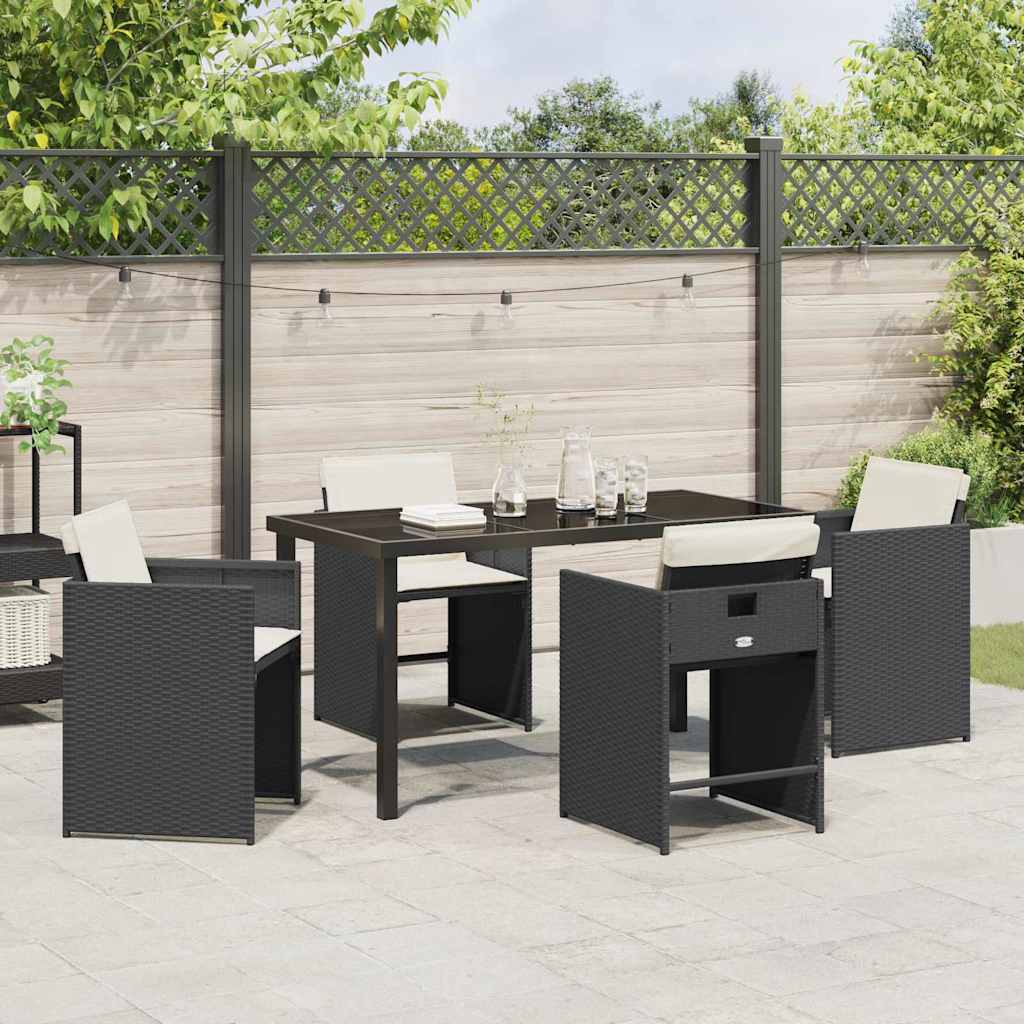 Tuin eettafelset 5 pcs Zwart poly rattan is nu te koop bij PeponiXL, paradijselijk wonen!