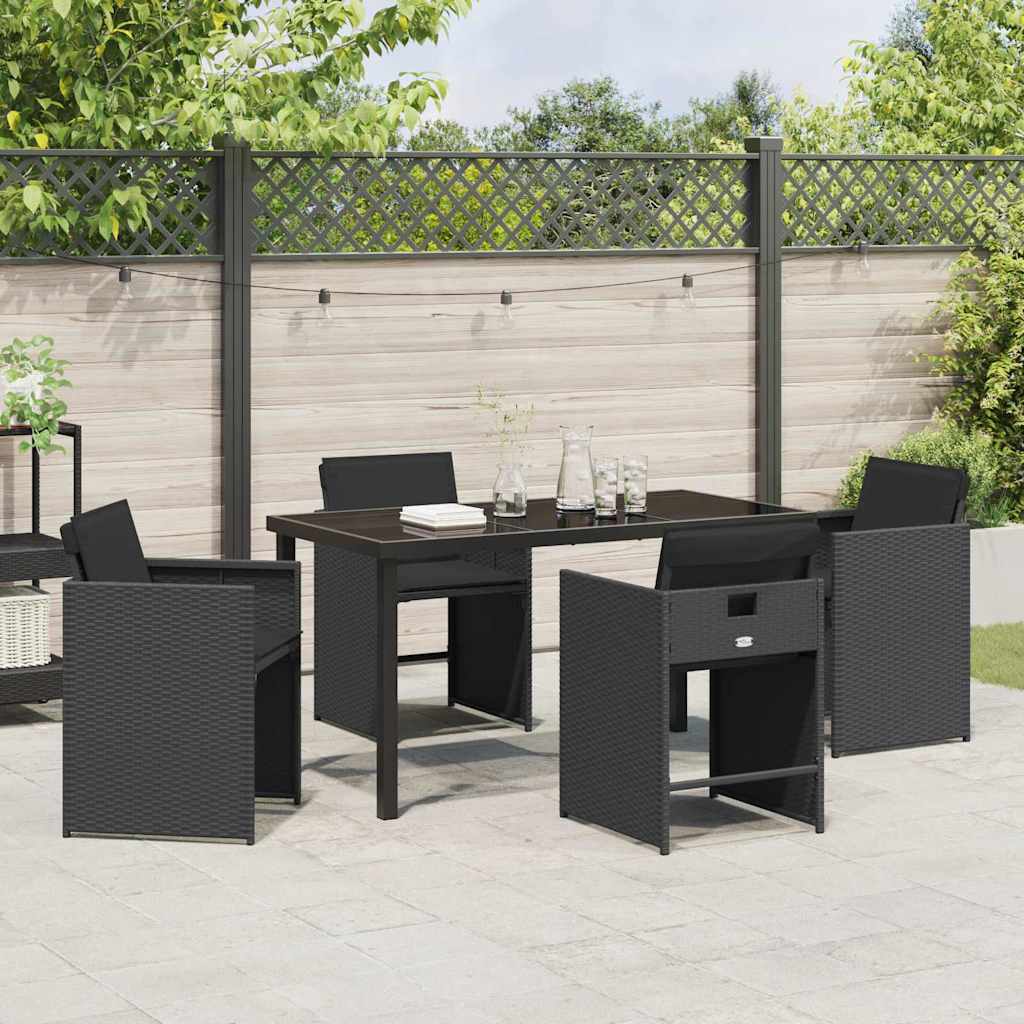 Tuin eettafelset 5 pcs Zwart poly rattan is nu te koop bij PeponiXL, paradijselijk wonen!