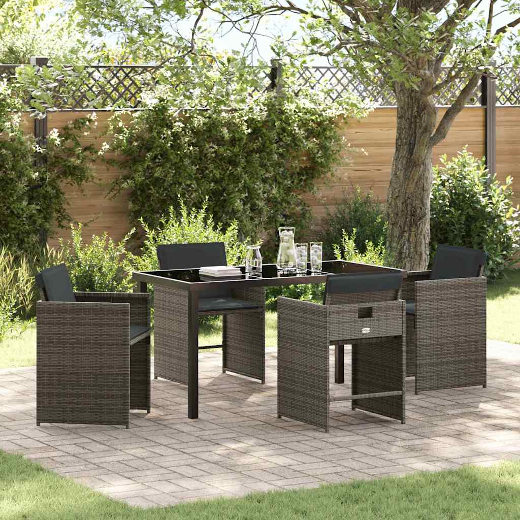 Tuin eettafelset 5 pcs Grijs poly rattan is nu te koop bij PeponiXL, paradijselijk wonen!