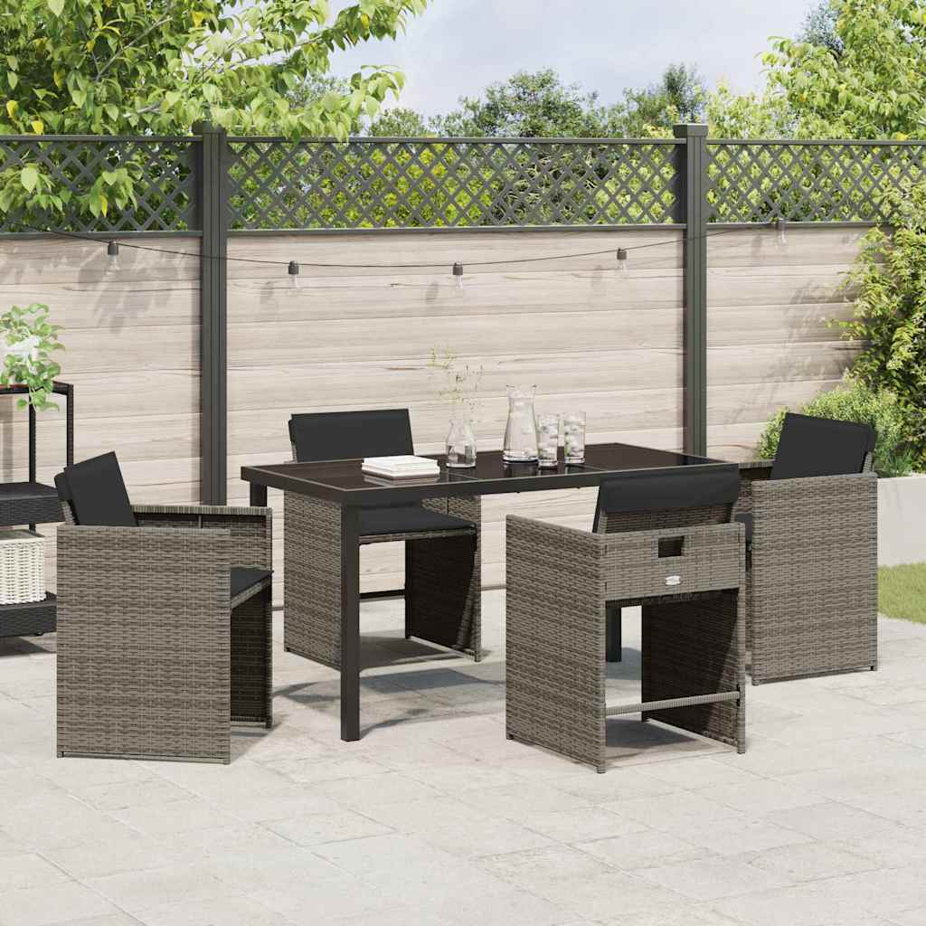 Tuin eettafelset 5 pcs Grijs poly rattan is nu te koop bij PeponiXL, paradijselijk wonen!