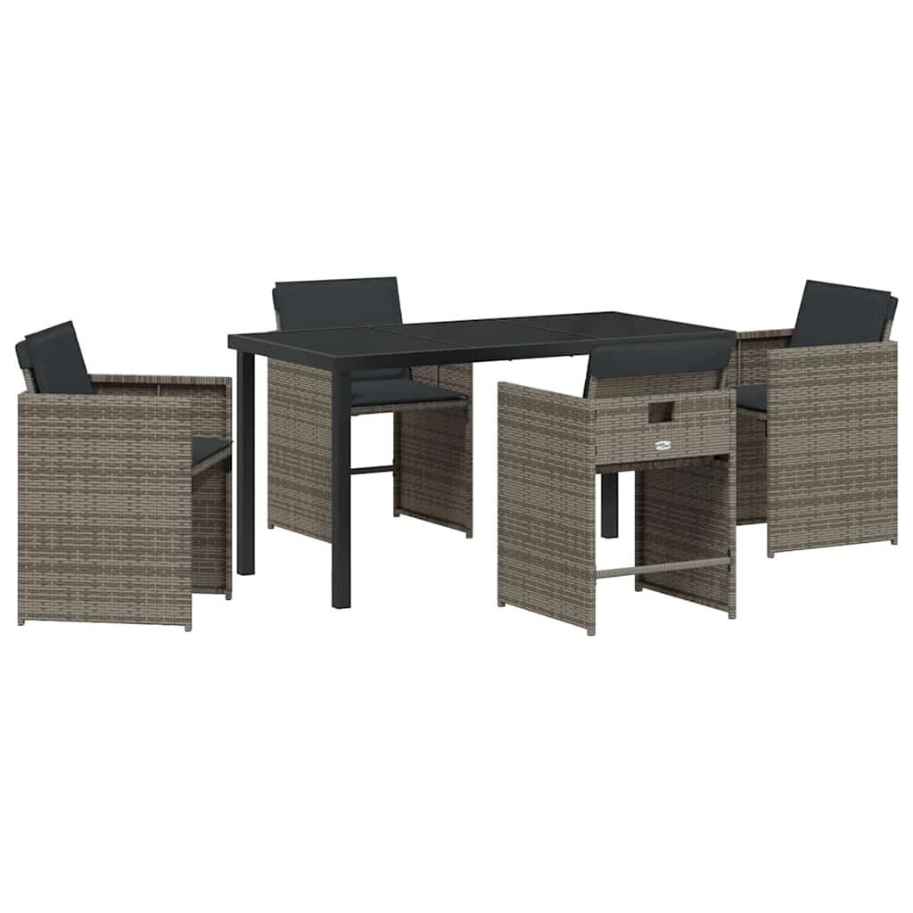 Tuin eettafelset 5 pcs Grijs poly rattan is nu te koop bij PeponiXL, paradijselijk wonen!