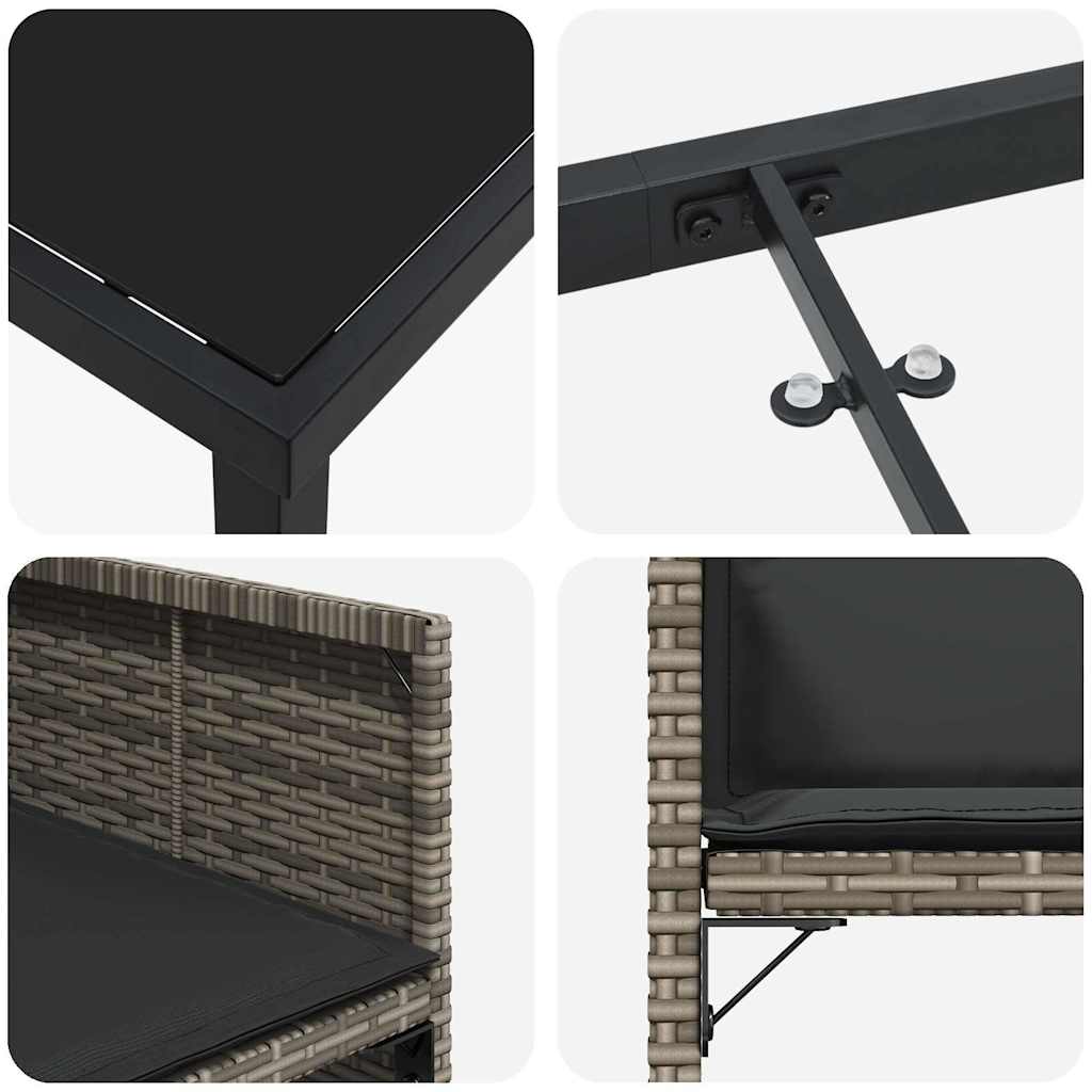 Tuin eettafelset 5 pcs Grijs poly rattan is nu te koop bij PeponiXL, paradijselijk wonen!