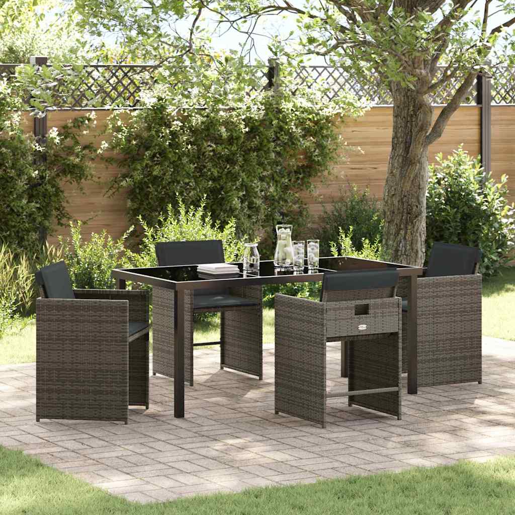 Tuin eettafelset 5 pcs Grijs poly rattan is nu te koop bij PeponiXL, paradijselijk wonen!