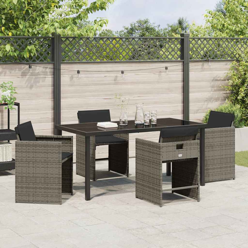 Tuin eettafelset 5 pcs Grijs poly rattan is nu te koop bij PeponiXL, paradijselijk wonen!