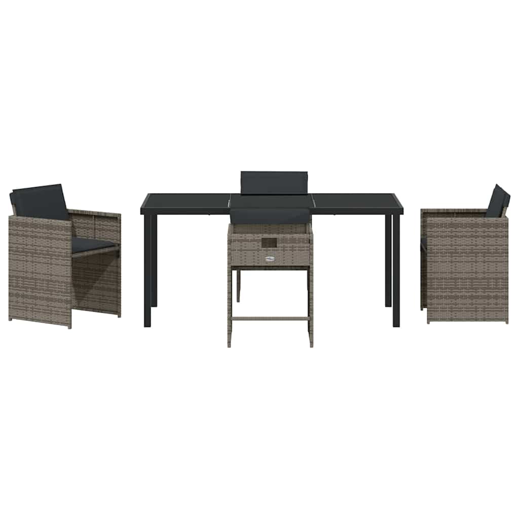 Tuin eettafelset 5 pcs Grijs poly rattan is nu te koop bij PeponiXL, paradijselijk wonen!