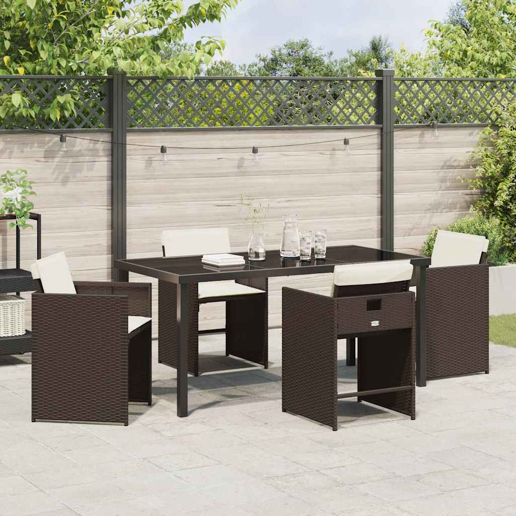 Tuin eettafelset 5 pcs Bruin poly rattan is nu te koop bij PeponiXL, paradijselijk wonen!