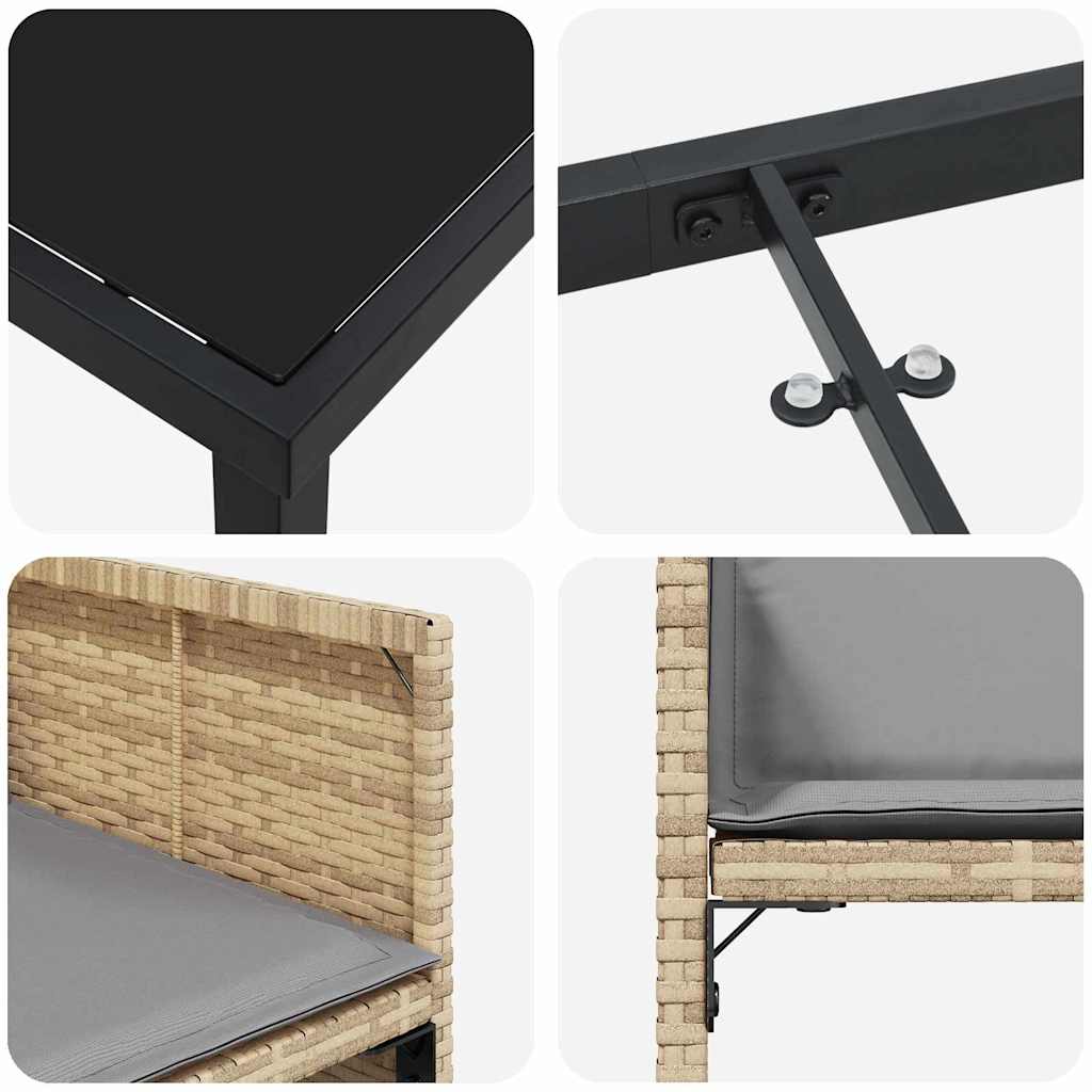 Tuin eettafelset 5 pcs Beige poly rattan is nu te koop bij PeponiXL, paradijselijk wonen!