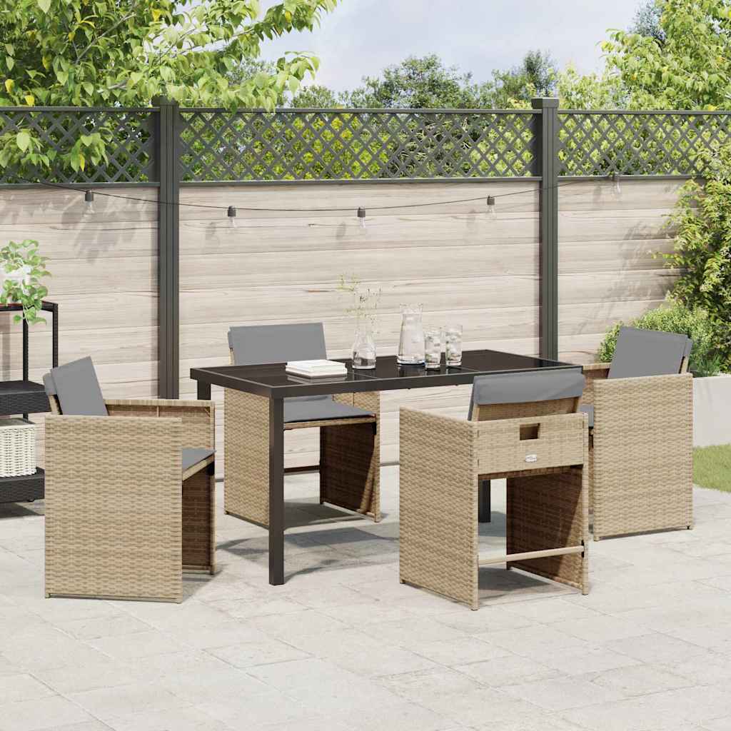 Tuin eettafelset 5 pcs Beige poly rattan is nu te koop bij PeponiXL, paradijselijk wonen!