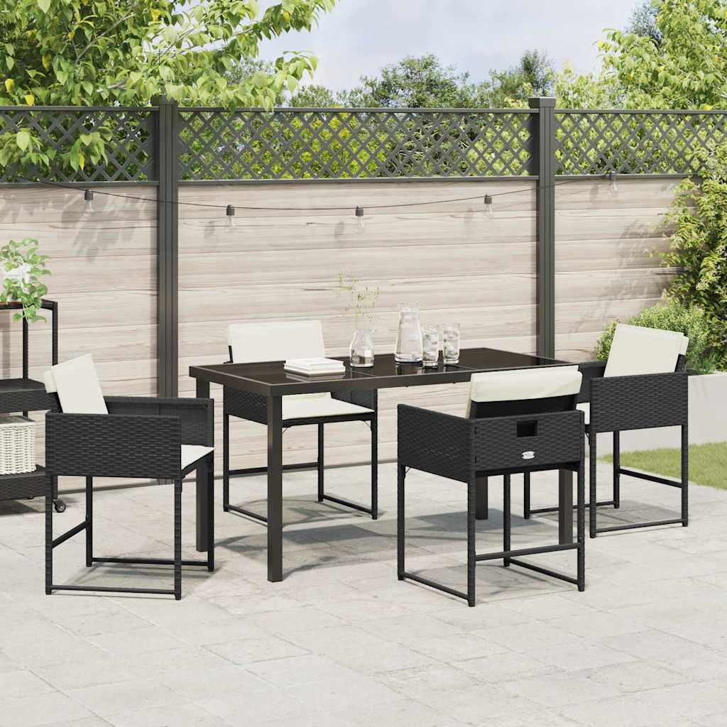 Tuin eettafelset 5 pcs Zwart poly rattan is nu te koop bij PeponiXL, paradijselijk wonen!