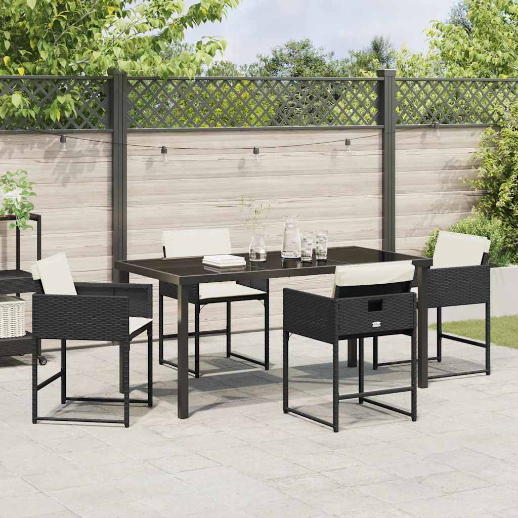 Tuin eettafelset 5 pcs Zwart poly rattan is nu te koop bij PeponiXL, paradijselijk wonen!