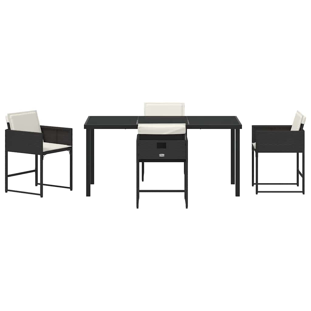 Tuin eettafelset 5 pcs Zwart poly rattan is nu te koop bij PeponiXL, paradijselijk wonen!