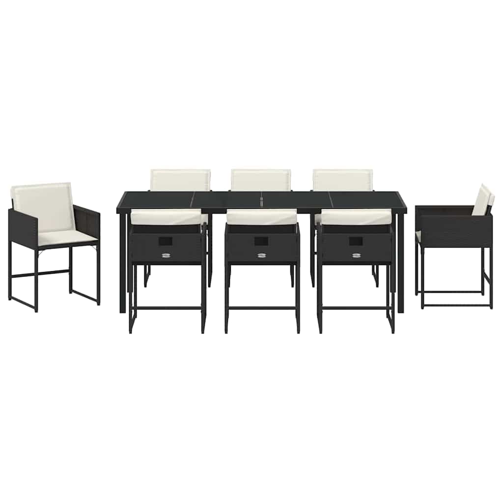 Tuin eettafelset 9 pcs Zwart poly rattan is nu te koop bij PeponiXL, paradijselijk wonen!