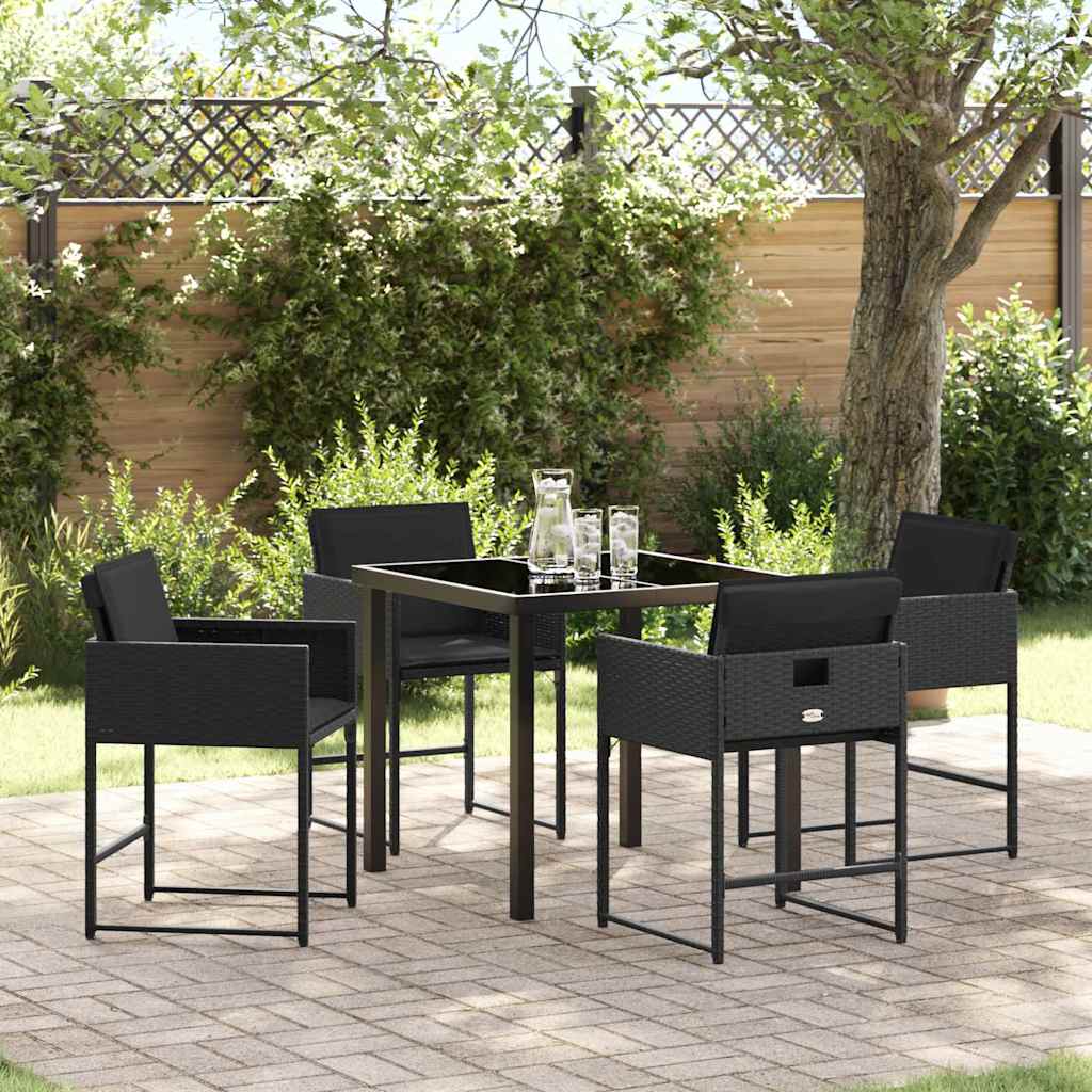 Tuin eettafelset 5 pcs Zwart poly rattan is nu te koop bij PeponiXL, paradijselijk wonen!