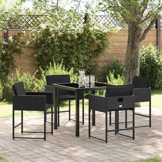 Tuin eettafelset 5 pcs Zwart poly rattan is nu te koop bij PeponiXL, paradijselijk wonen!