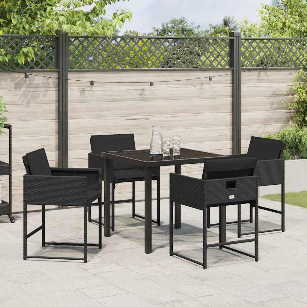 Tuin eettafelset 5 pcs Zwart poly rattan is nu te koop bij PeponiXL, paradijselijk wonen!