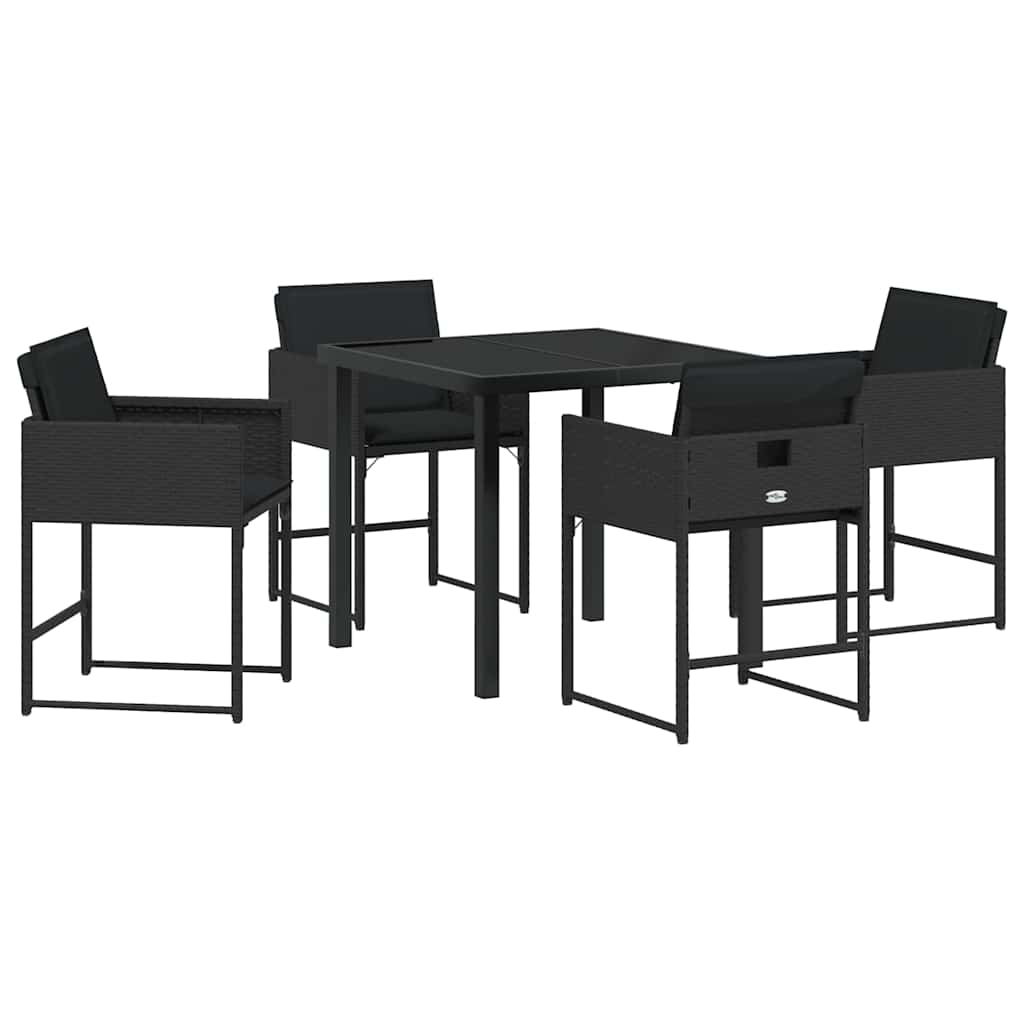 Tuin eettafelset 5 pcs Zwart poly rattan is nu te koop bij PeponiXL, paradijselijk wonen!