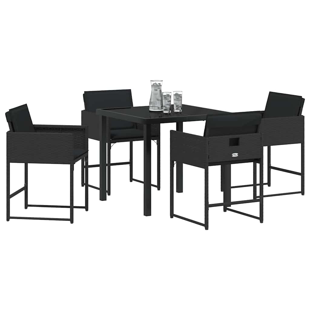 Tuin eettafelset 5 pcs Zwart poly rattan is nu te koop bij PeponiXL, paradijselijk wonen!