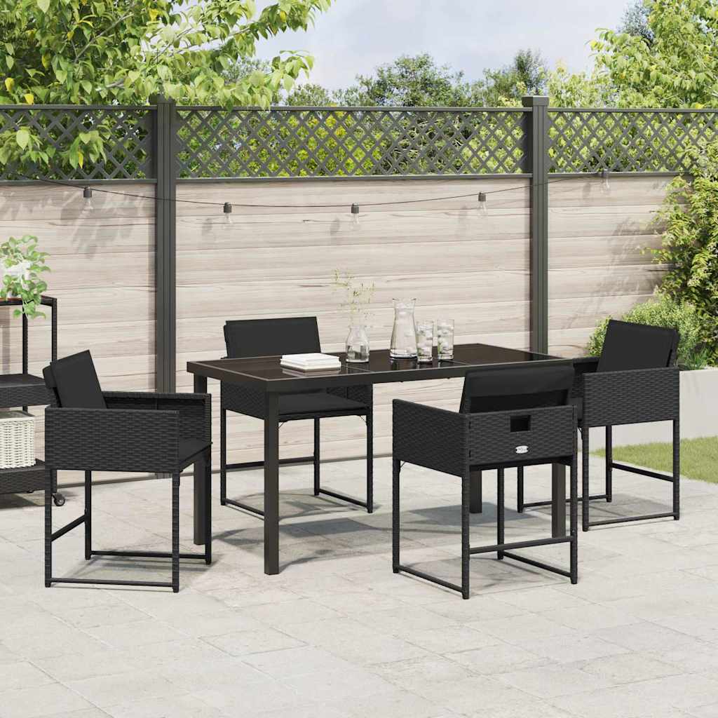 Tuin eettafelset 5 pcs Zwart poly rattan is nu te koop bij PeponiXL, paradijselijk wonen!