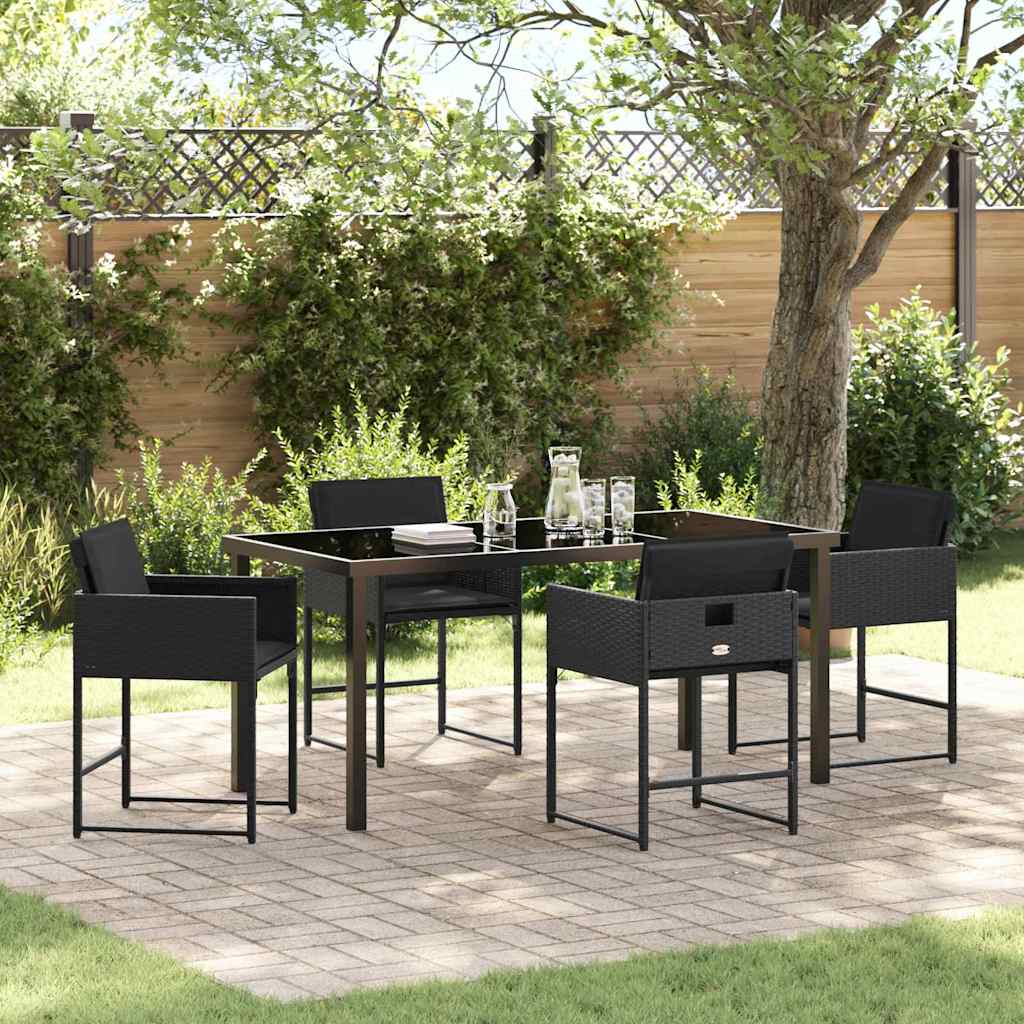 Tuin eettafelset 5 pcs Zwart poly rattan is nu te koop bij PeponiXL, paradijselijk wonen!