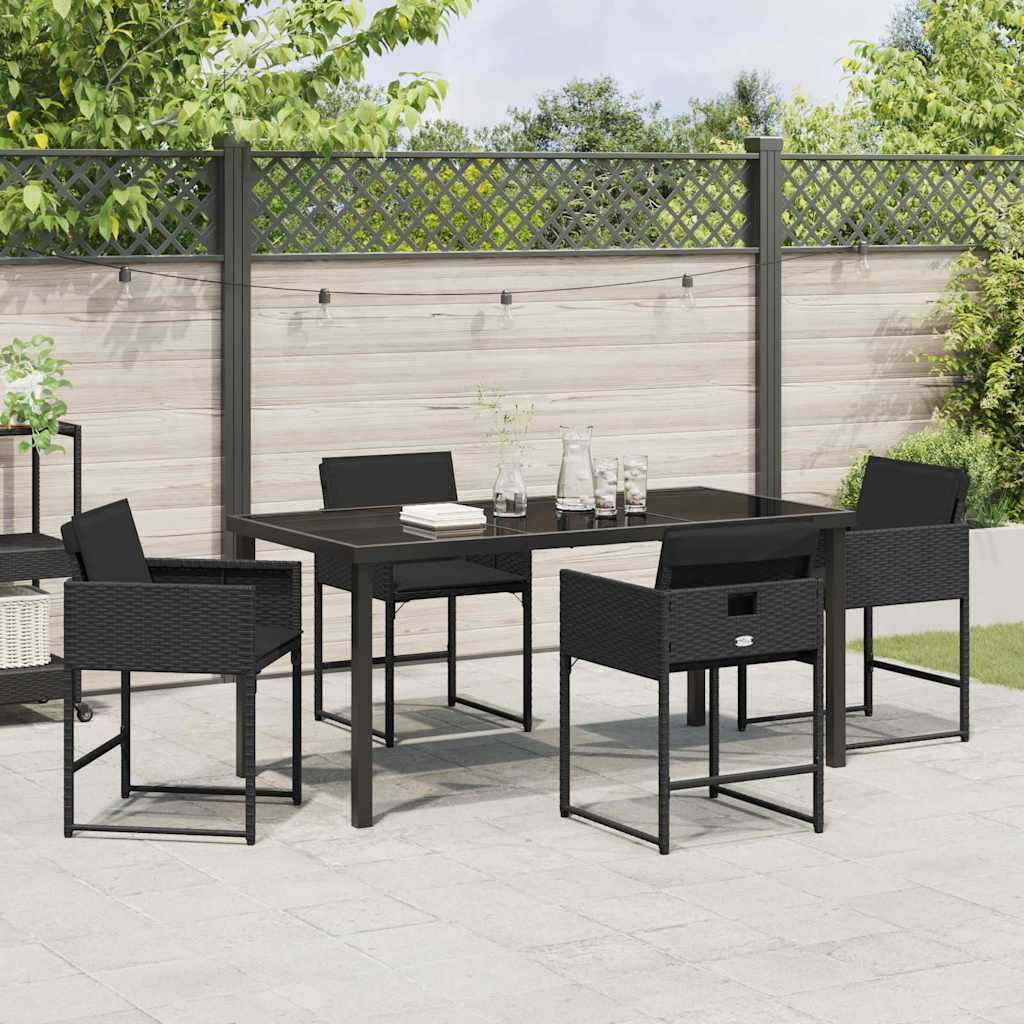 Tuin eettafelset 5 pcs Zwart poly rattan is nu te koop bij PeponiXL, paradijselijk wonen!